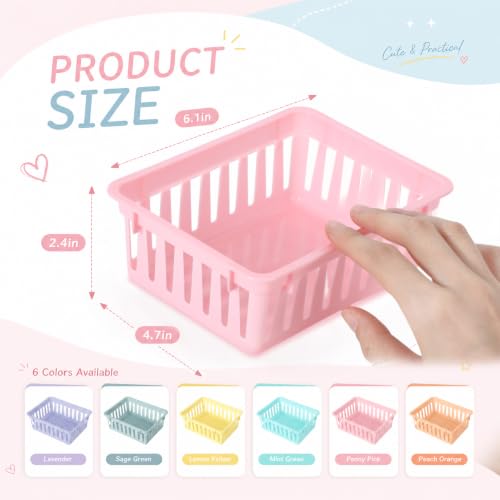 Tenceur 24 Pcs Small Pastel Baskets for Classroom, 6.1 x 4.7 x 2.4 Inch