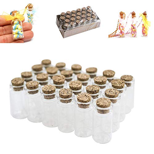 Super Z Outlet Mini Clear Glass Jars Bottles with Cork Stoppers for Arts & Crafts, Projects, Decoration, Party Favors - Size: 1-1/2" Tall X 3/4 Inches Diameter (48 Count) - size: 48 Count