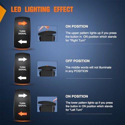 Nilight Turn Signal Switch Amber 4Pin ON Off ON Rocker Switch Laser Etched SPDT Toggle Switches 12V 20A 24V 10A Jumper Wires for Cars RVs Boats Campers Trailers - size: TURN SIGNAL AMBER