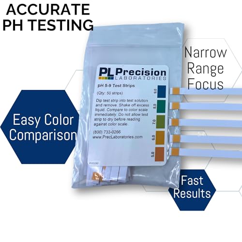 Eisco Labs - pH 5-9 Test Strips for Weak Solutions - Quick, Accurate Narrow Range pH Testing Kit for Rainwater, Gardening, and Spa Use, Easy 1-2 Second Dip