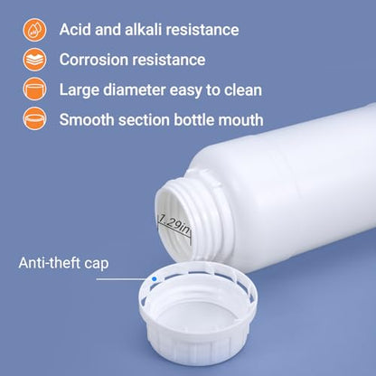 16oz/500ml Plastic Food Grade Storage Bottles, Wide Mouth HDPE Chemical Reagent Sample Bottle Liquid Containers with Sealed Caps (White, 4 Pcs) - color: White, size: 16 Ounces