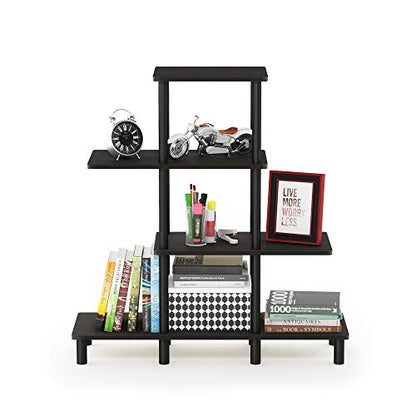 Furinno Turn-N-Tube 4-Tier Design Display Rack, Espresso/Black - color: Espresso/Black, style: 4-Tiers, Ladder