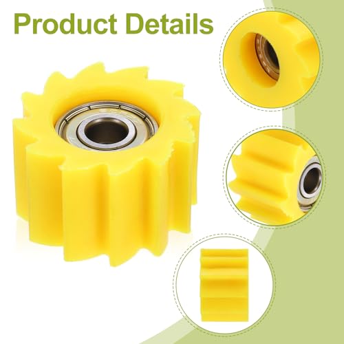 PATIKIL 8mm Serrated Shaped Roller Pulley Tensioner Chain Roller Yellow - color: Yellow