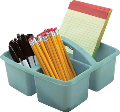Teacher Created Resources Calming Blue Portable Plastic Storage Caddy 6-Pack for Classrooms, Kids Room, and Office Organization, 3 Compartments