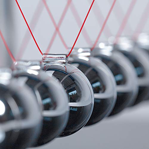 CERROPI Newton Cradle Balance Balls, Newton Pendulum with 7 Balls, Classic Newton Swing Ball, Science Physics Gadget | Desk Toys & Accessories, 70+ Sec Swingtime, Marble Base, Black