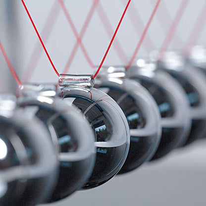 CERROPI Newton Cradle Balance Balls, Newton Pendulum with 7 Balls, Classic Newton Swing Ball, Science Physics Gadget | Desk Toys & Accessories, 70+ Sec Swingtime, Marble Base, Black