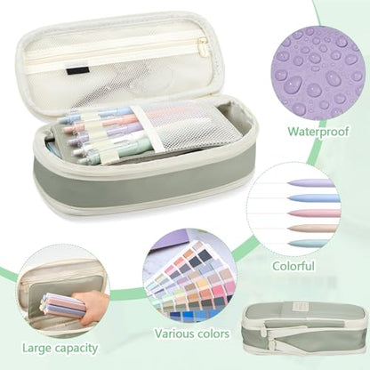 135 Pcs Book Annotation Kit with Pencil Case, 12 Pastel Highlighters, 11 Gel Pens, Fine Marker, 300 Transparent Sticky Notes, 2640 Index Tabs, Bible Study Supplies Kit(Classic,Light Green) - color: Light Green, style: Classic