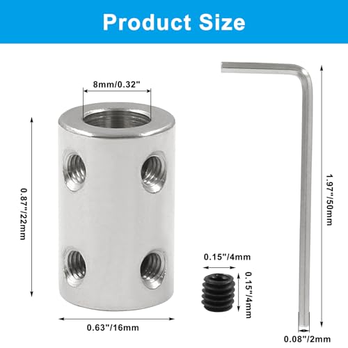 BokWin 2 Pcs 8mm to 8mm Bore Rigid Coupling Shaft Coupler - size: 8mm to 8mm