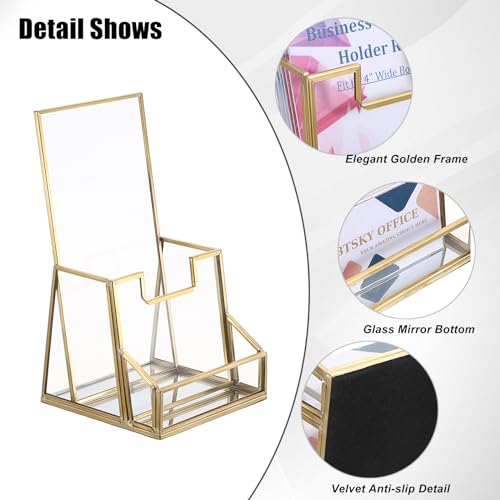 BTSKY Golden Glass Brochure Holder for 4" Wide Trifold Handouts