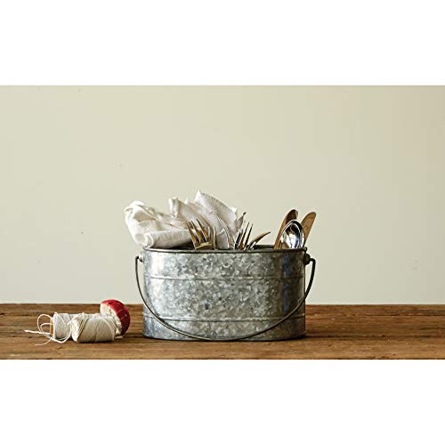 Creative Co-Op Galvanized Metal Storage Caddy with 4 Compartments and Handle, Grey