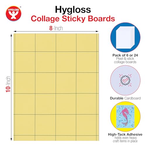 Hygloss Sticky Collage Frames - 24 Pack 8"x10" Self Stick Collage Boards for Kids - Peel & Stick Mounting Boards for Art Projects, School Crafts, Classrooms, and DIY Displays - size: 24-Pcs, style: Frame 8" x 10"