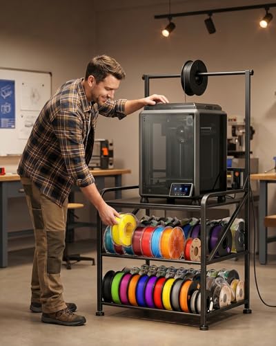 AHOWPD 3D Printer Stand with Filament Storage, Sturdy Heavy Duty Workbench - color: Black