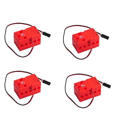 2kg Motor 360 Degree Continuous Rotation Programmable Geekservo Dual Output Shaft Compatible with Standard Building Blocks for Arduino Microbit Raspberry Pi（Pack of 4 - style: Red Motor（4pcs）