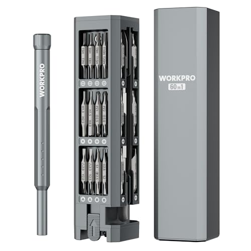 WORKPRO 60-in-1 Precision Screwdriver Set with Pop-up Magnetic Case, Well-organized CRV Small Screwdrivers, 360°Spin Mini Screw Driver Kit for Electronics, Phone, Computer, PC, Watch, Eyeglass