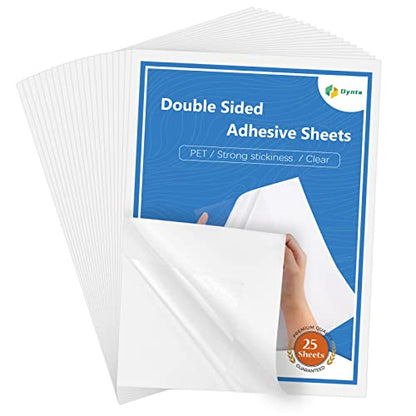 Dynta Double Sided Adhesive Sheets for Arts Craft Scrapbooking Photo Albums Home Decorative 25Pcs, 8.3 x 11.7 Inch