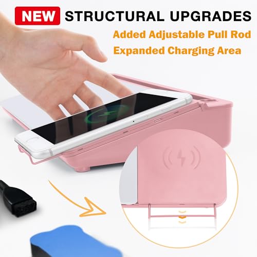 SELEAD Desktop Glass Whiteboard with Wireless Charger and Mirror, Pink - color: Pink, size: 16"x7"
