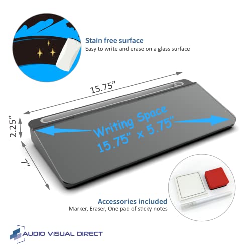 Audio-Visual Direct Glass Desktop Keyboard Whiteboard Set, Black - color: Black, size: 15.75"W x 7"H