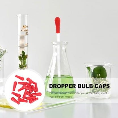 50pcs Glass Pipette Dropper Head Caps Rubber Bulb for Liquid Transfer Labs and Personal Use Convenient Silicone Dropper Accessories for Bottles and Craft Projects