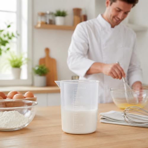 Plastic Beakers, 3 PCS 500ml/17 Oz Oz Measuring Cups for Liquid Clear Graduations Mixing Cup Small Measuring Beaker Cup for Painting Kitchen Lab