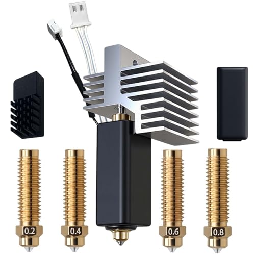 for Elegoo Centauri Carbon/CC hotend,pre-Instlled 0.4mm Hardened Steel Brass Nozzle,Heat Sink Installed,with 0.2mm,0.4mm,0.6mm,0.8mm Nozzle,Silicone Sock and Nozzle Wiper Centauri CNozzle