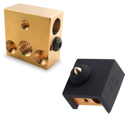 Ender 3 Heater Block, Ender 3 v2 Heat Block,Ender 3 Hotend Heater Block and Ender 3 Silicone Sock Use for MK8 Extruder Hotend Ender 3,Ender 3 v2/Ender 5, CR-10 S4 S5 3D Printer Heater Block(Brass),