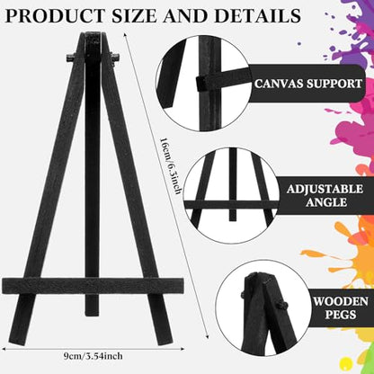 Chuangdi 12 Pcs 6.3 Inch Black Mini Easel Stands Wood Display Easel - size: 6.3 Inch