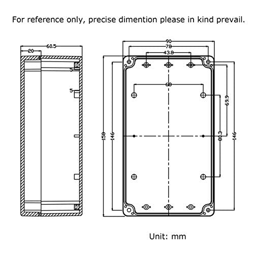 Waterproof Plastic Project Box ABS IP65 Electronic Junction Box Enclosure 6.2 x 3.54 x 2.3 inch 158 x 90 x 60 mm (Black) - color: Black, size: 6.2"x3.54"x2.3"