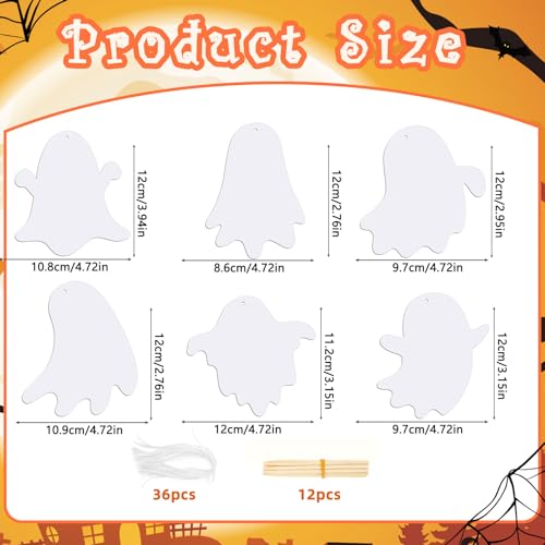 JULMELON 36 Pcs Halloween Scratch Off Cards, Ghost Rainbow Scratch Art Kit - style: Halloween Ghost