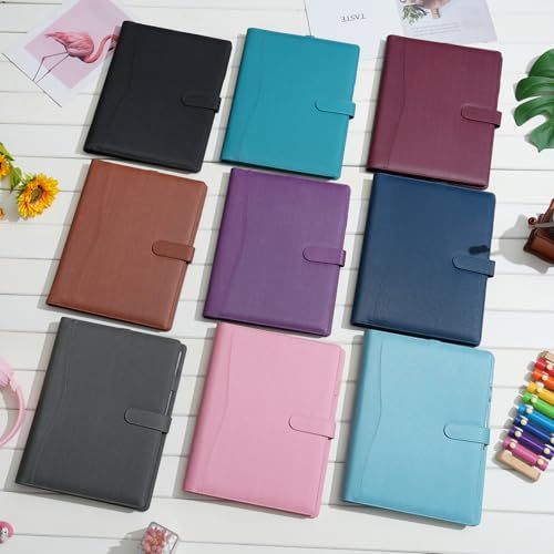 Wonderpool A4 PU Leather Portfolio Holder Ring File Document Case with Removable Binder Clipboard, Multi Pocket and Legal Pad for Business Organizer Interview and Meeting (Gray) - color: Gray