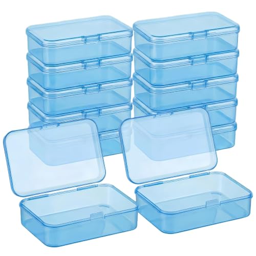 12 Pack Blue Small Plastic Storage Bins 3.35x2.17x0.98 in, Mini Containers with Lids for DIY Bead Organizer, Craft Hardware Case - color: Blue