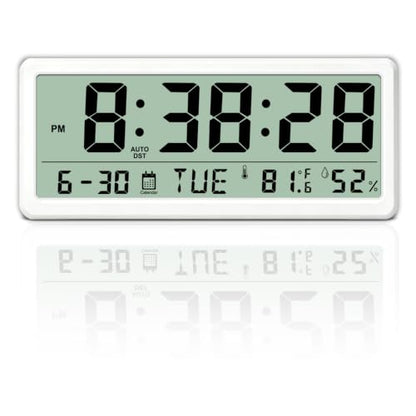 Magnetic Digital Clock with Seconds,8.5inch LCD Alarm Clock for Fridge - color: White