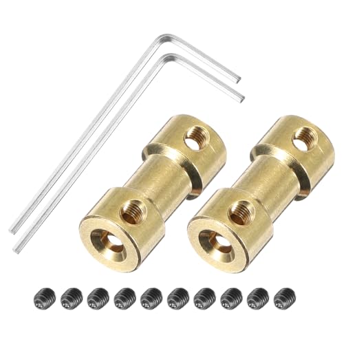 MECCANIXITY 2 Pcs 5mm to 6mm Brass Shaft Coupling Joint Connector with Screws and Hex Wrench Flexible Motor Shaft Coupler for Car Wheels Tires Shaft Motor - size: 5mm to 6mm