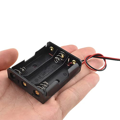 HAHIYO 4.5V AA Battery Holder Bundle Series with Wire Sturdy Clapm Flexible Springs Contact Build-in Harnesses Batteries Black Case Easy Install 6 Pieces for Wall Clocks Ham Radio Kids Toys - style: Without cover-3AA-6P