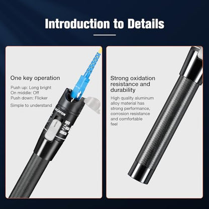 Visual Fault Locator,80-100KM Fiber Optic Cable Tester Meter, VFL Red Light Pen Light Source Testers(Black) - style: 80-100KM VFL
