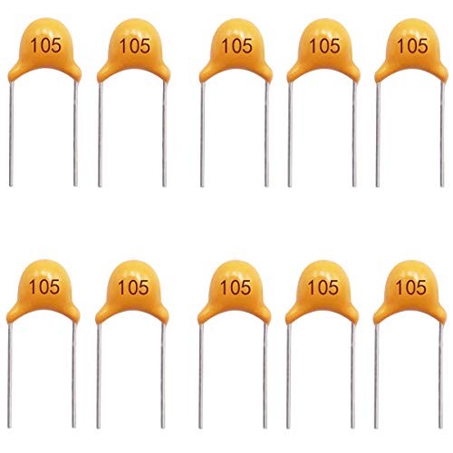 mxuteuk 120PCS 1uF 105 Multilayer Monolithic Ceramic Capacitor 5.08mm - size: 1uF-105