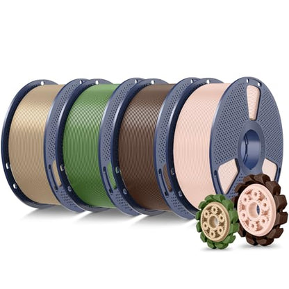 SUNLU PLA+2.0 3D Printer Filament, Multicolor, 4-Pack (4KG) - color: 1kg*4 Coffee Brown+beige+olive Green+oak, size: 4kg