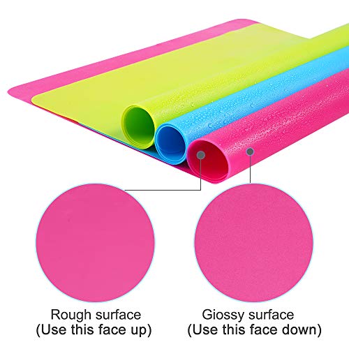 3 Pcs Silicone Mats Sheets Silicone Mats for Crafts Resin Jewelry Molds - color: Blue & Rose Red & Green
