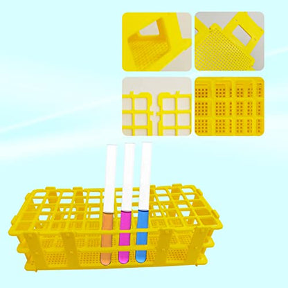 3 Packs Plastic Test Tube Rack, 60 Holes Lab Test Tube Rack Holder for 16mm Test Tubes, Yellow, Detachable (Yellow60)