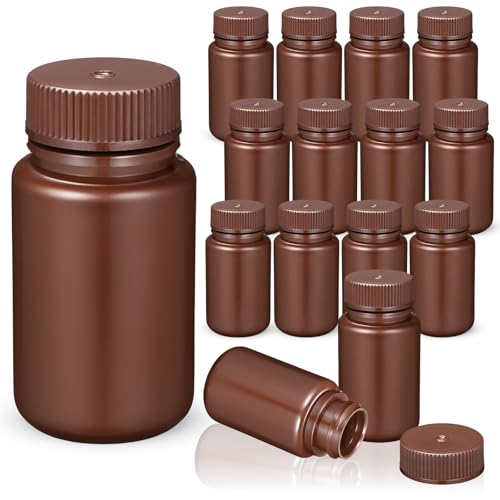 Zhehao 30 Pcs 4 oz Sample Bottle with Lid Wide Mouth HDPE, Brown - color: Brown