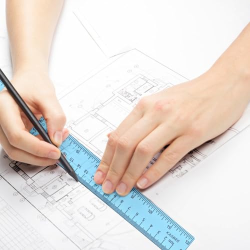 12 Inch Plastic Rulers, Color Clear Rulers for Kids, School, Office, 7PCS - size: 12 Inches
