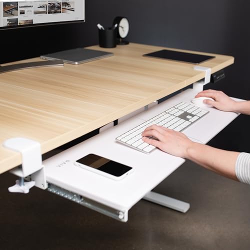 VIVO White Extra Large Clamp-on 34 x 11 in Keyboard Tray, MOUNT-KB15EW - color: White, size: 34 inch
