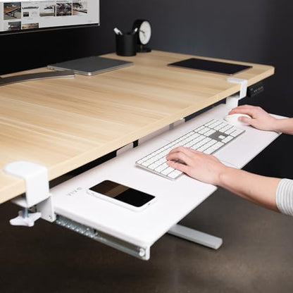 VIVO White Extra Large Clamp-on 34 x 11 in Keyboard Tray, MOUNT-KB15EW - color: White, size: 34 inch