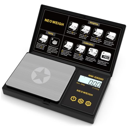 Pocket Scale in Black, 200g x 0.01g, 6 Weighing Units, LCD Backlight Display - color: Black
