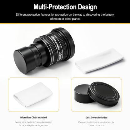 Astromania Telescope Eyepiece 20mm, Wide Angle 58° Planetary Eyepiece 1.25" - size: 20MM