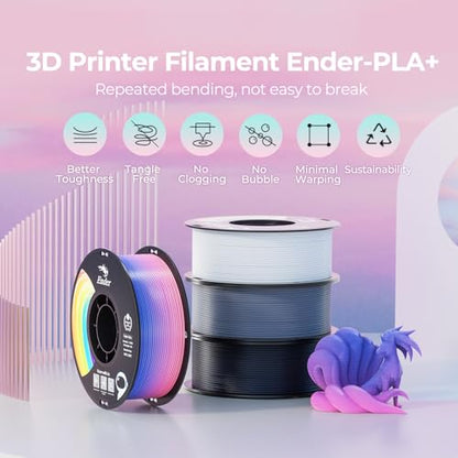 Creality PLA+ 3D Printer Filament, Rainbow, 4-Pack, 4KG Total - color: Rainbow*4 Pla+, size: 4kg