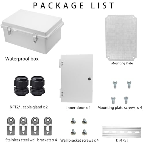Waterproof Outdoor Electrical Box Junction Box Weatherproof IP67 ABS Plastic Enclosure Switch Router Project Box with Mounting Plate with Wall Bracket 2 Cable Glands Grey 11.4" x 7.5" x 5.5" - color: Grey, size: 11.4" x 7.5" x 5.5" pro 1pc