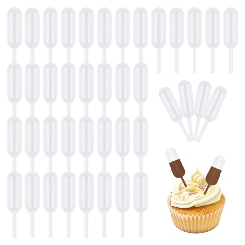100 Pcs Cupcake Pipettes,Plastic Pipettes Dropper for Cupcakes,4ml Cupcake Pipettes Squeeze Syringes,Disposable Liquid Injectors Squeeze Transfer Dropper for Cupcakes - size: 100 PCS