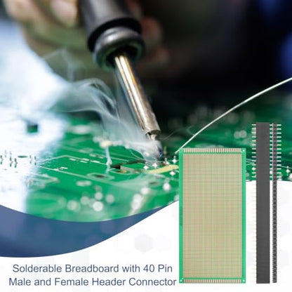 5Pcs 25x13cm PCB Prototype Board w 40-Pin Headers, Green - size: 25x13cm(2.54mm Pitch/1.5mm T)