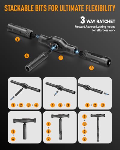 KELIN 43 IN 1 Magnetic Ratchet Screwdriver Set with Detachable T Handle - color: Orange, size: 43 PCS