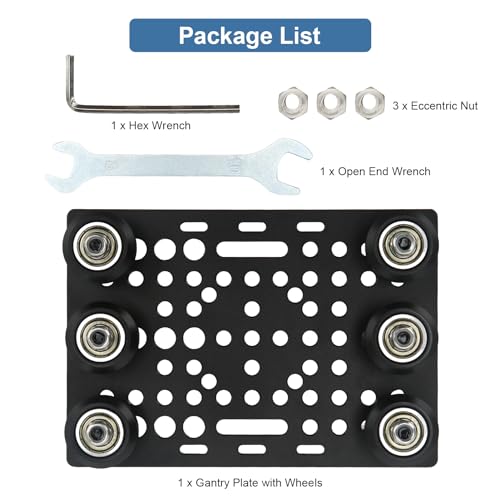 Gantry Plate Kit Aluminum Black Anodized 3D Printer Gantry Board with Pulley for 20-80mm / 0.8-3.1in Aluminum Extrusion Linear Rail 3D Printer Accessories